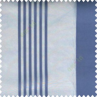 Blue color bold vertical and pencil stripes net finished soft touch lines transparent fabric small check lines sheer curtain